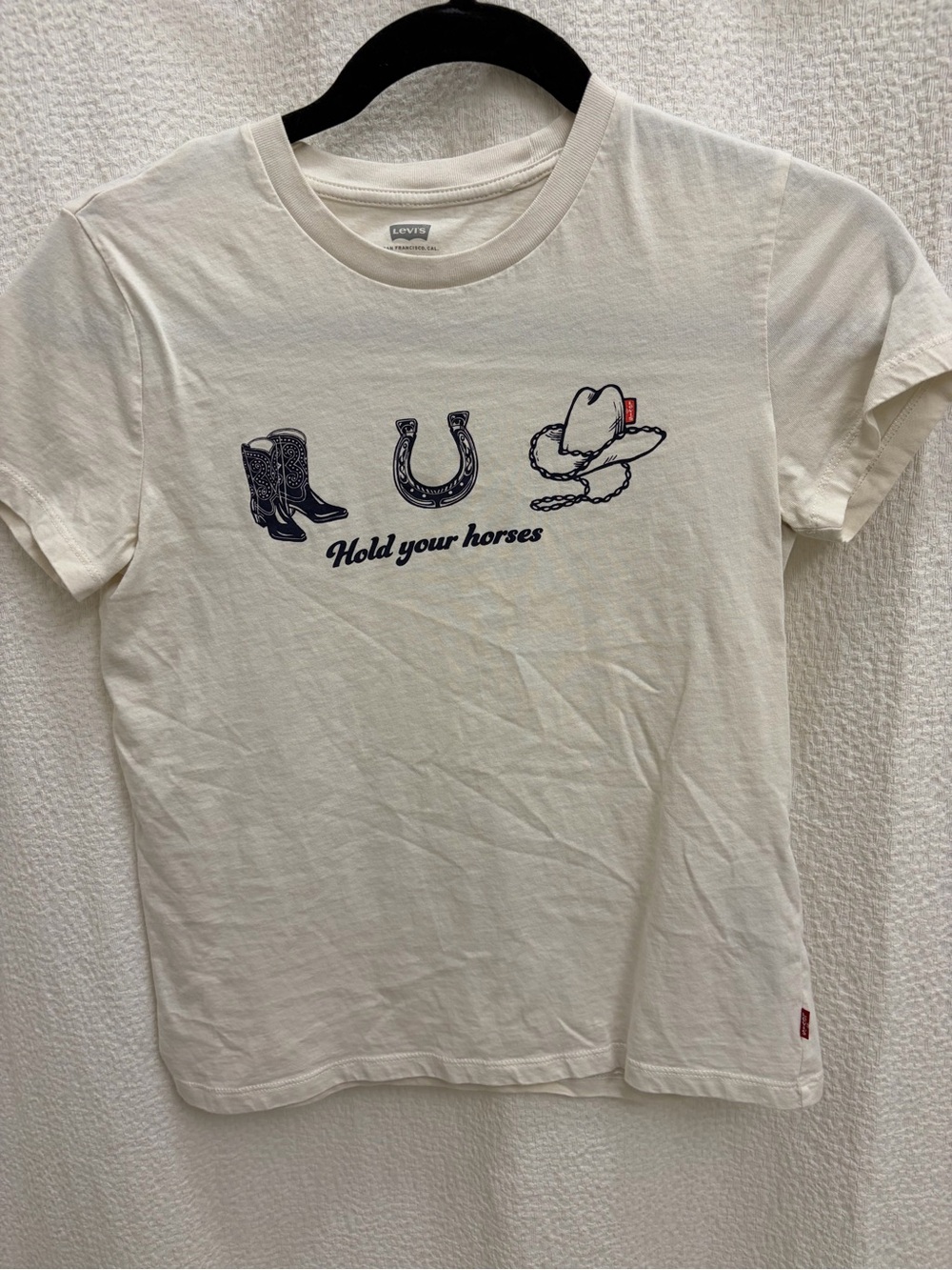 Levi's Cream Graphic Tee with Navy Western Print
